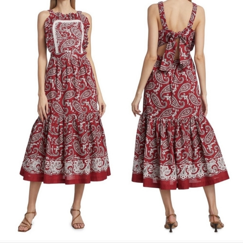 Sea New York Theodora Red Apron Dress US 6